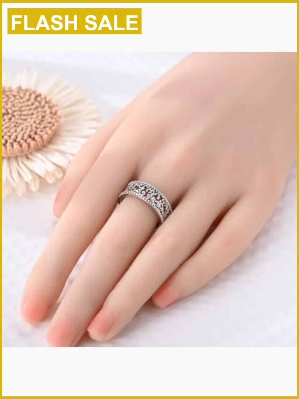 Vintage Filigree Stackable Ring 925 Sterling Silver Round Cubic Zirconia